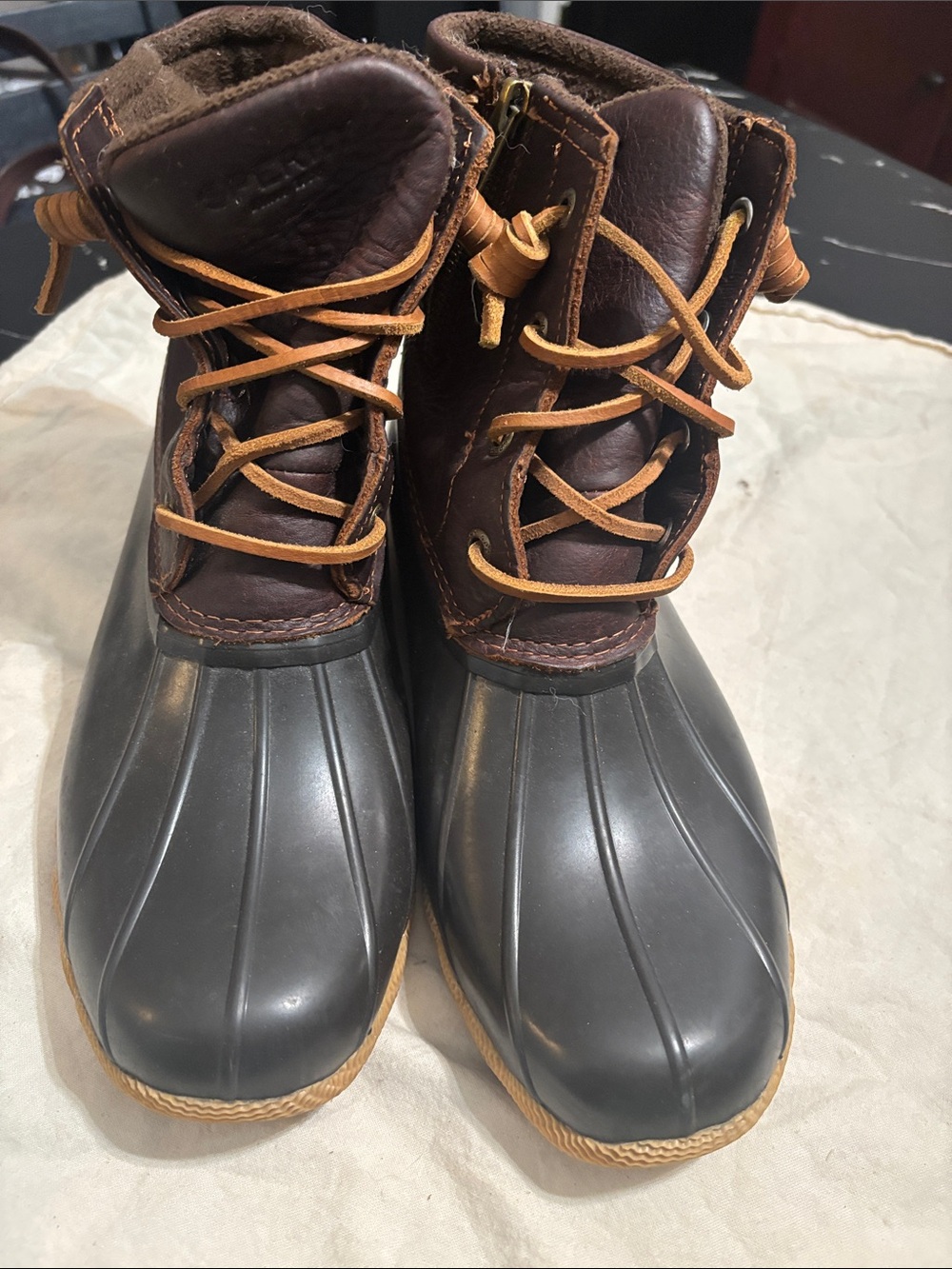 Sperry Brown Leather & Black Rubber Men’s Duck Boots